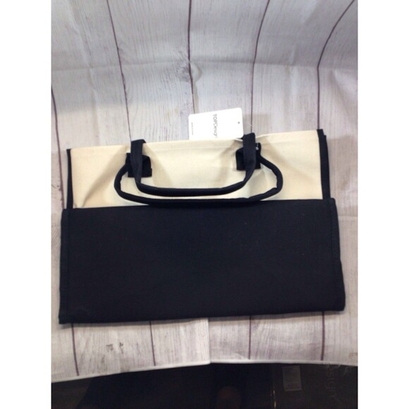 NEW Monogrammed Letter J Black/Creme Canvas Tote Bag Zipper Top Design Brand - Picture 6 of 8